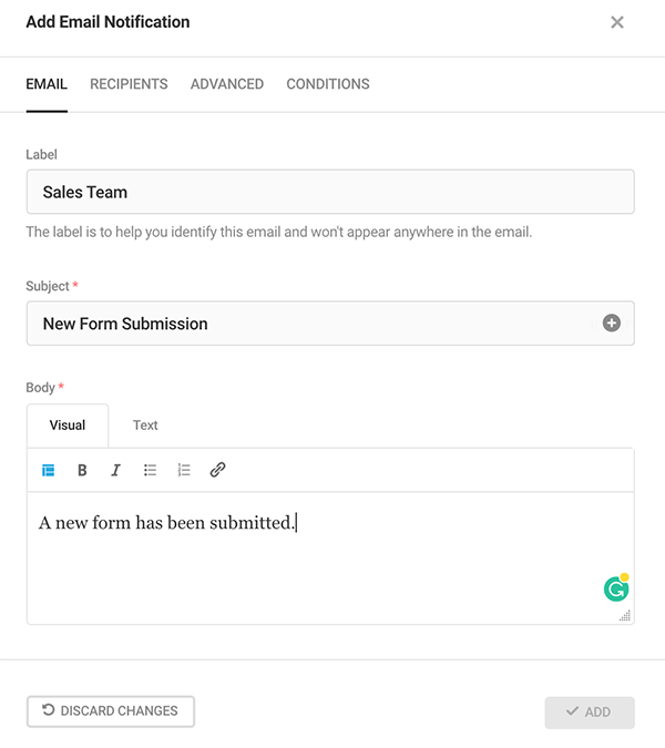 Where you add email notificaitons.