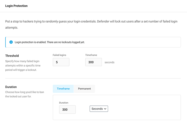 Where you’ll specify the threshold and duration of time for a lockout.