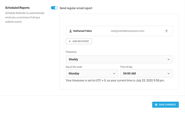 Where you’ll schedule reports.