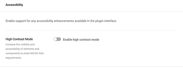 Where you enable high contrast mode in the accessibility area.