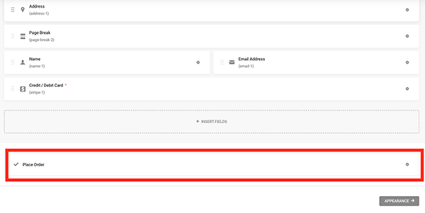 Where the submit button field is located.