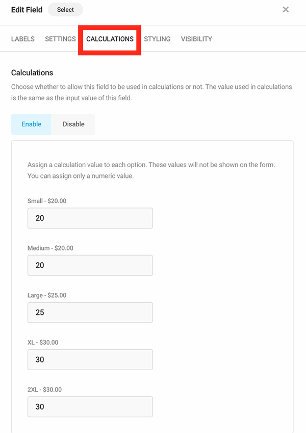 Where individual calculations are added.