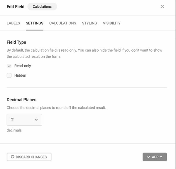 The detailed calculation settings.