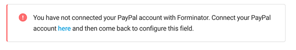 Message if you're not connected to PayPal.