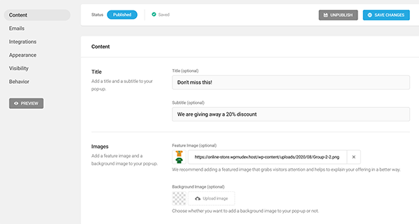 View of the content area of Hustle.