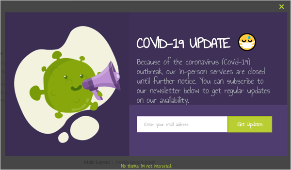 Customized Pandemic Popup Template