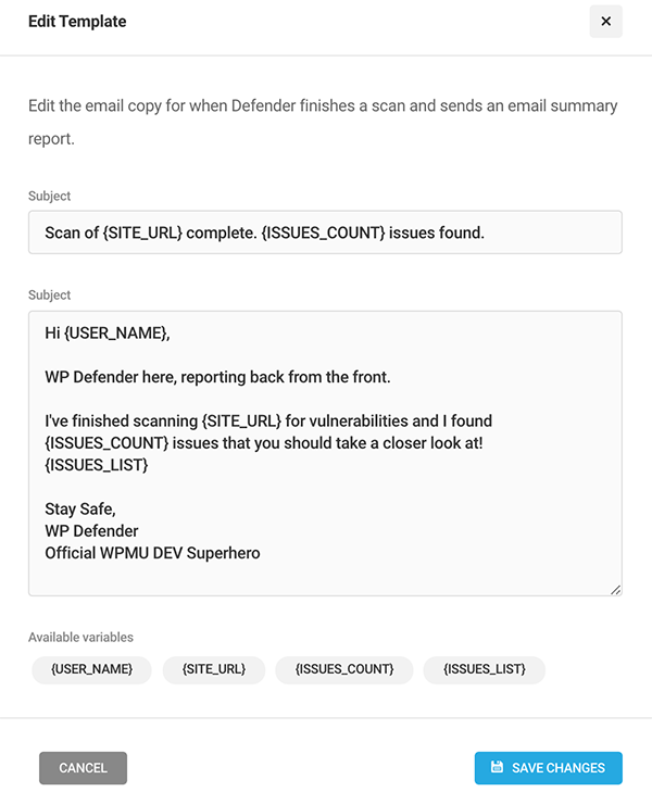 Where you can adjust email settings.