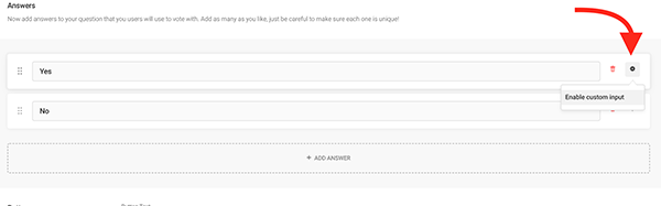 Where you enable custom input.