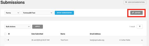 Where you can export the data.