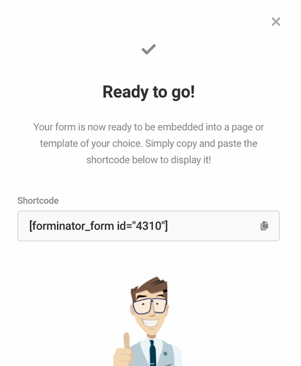 Forminator shortcode.