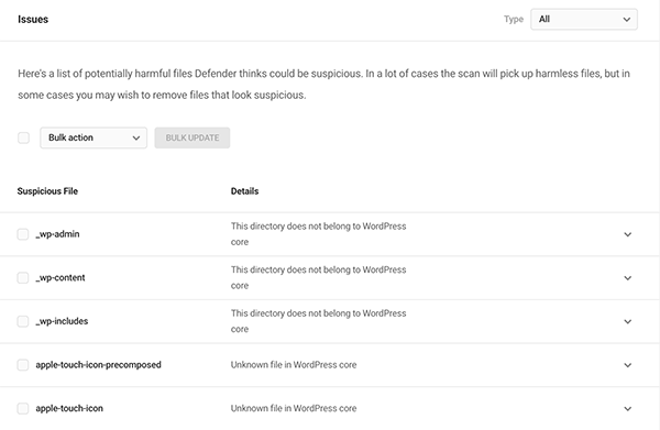 Issues from the scan.