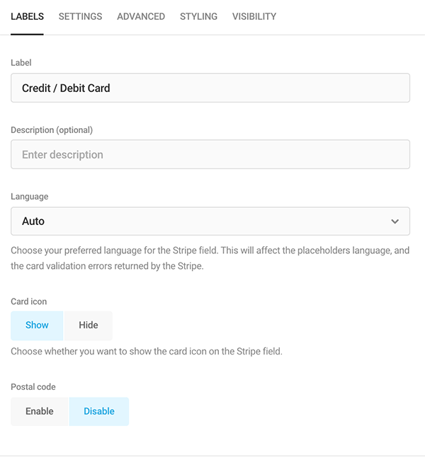 Where you change the label.