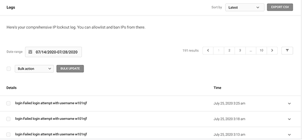 The logs area in Defender.