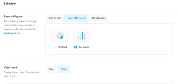 Choice between pie and bar graph.