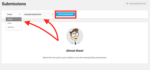The submissions area.