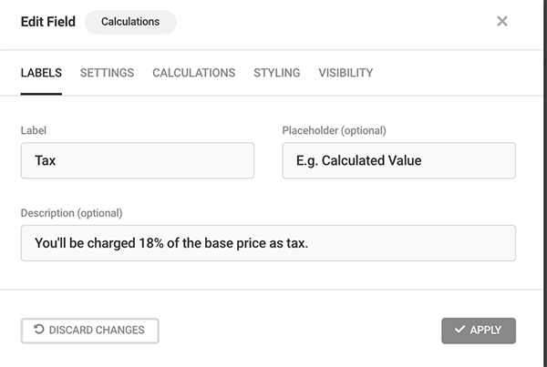 Amount of tax entered and description.