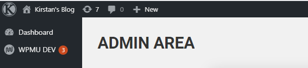 Screenshot of the admin bar with a custom logo in it