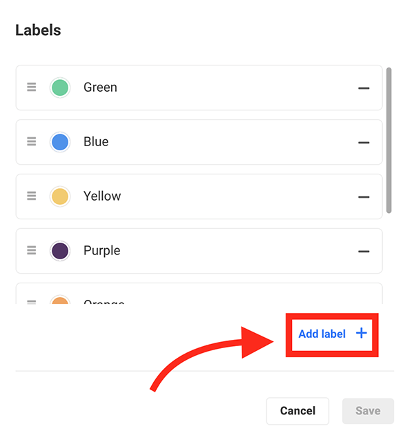The add label button.
