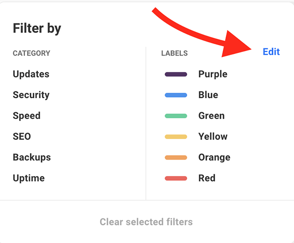 Where you edit labels.