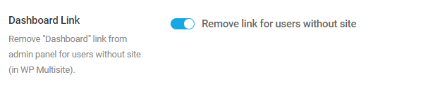 Screenshot of the dashboard link checkbox.