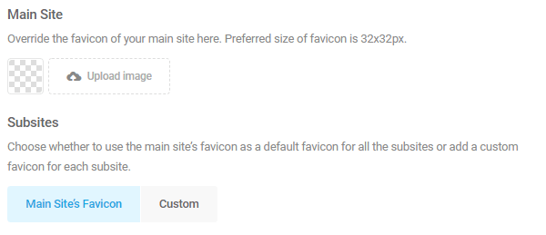 Screenshot of the menu where you can upload your custom favicons