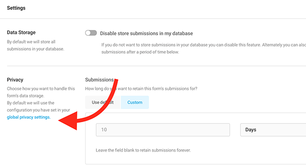 The global privacy settings.