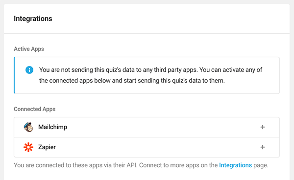 A view of the integrations area.