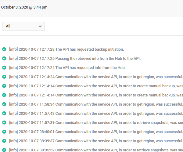 Screenshot of Snapshot's Logs