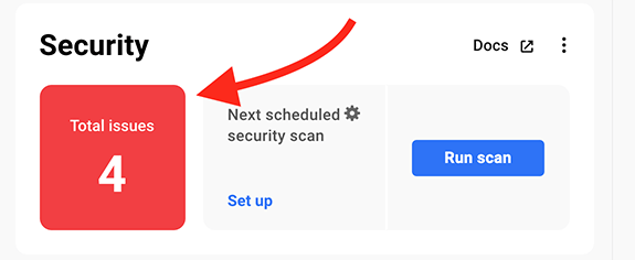 Display of the number of security issues.