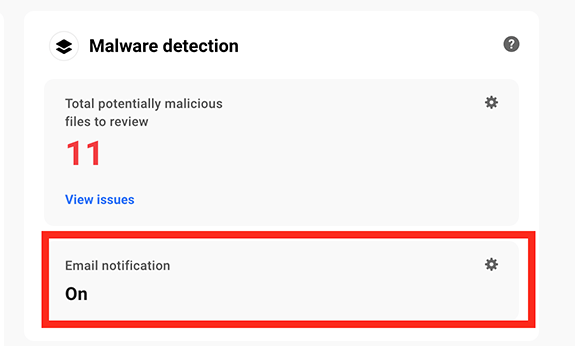 Display showing email notification is on.
