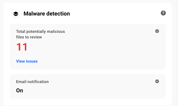 The malware detection area in The Hub.
