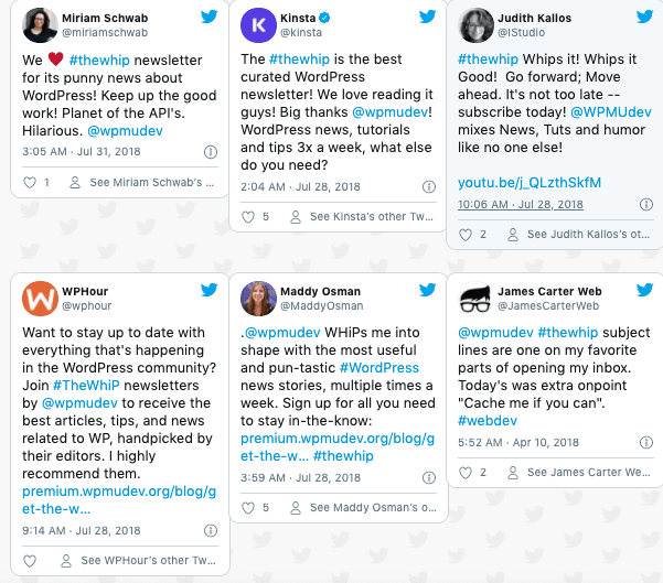 Some kind comments from WhiP readers