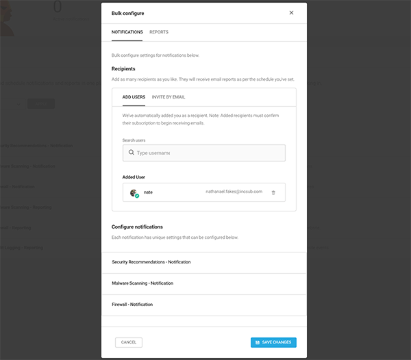 Bulk configure reports area.