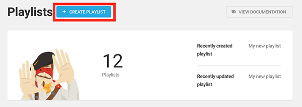 The create a playlist button.