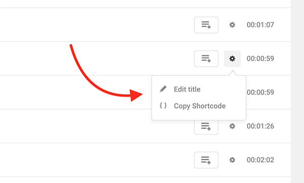Where you edit the title and copy shortcode.