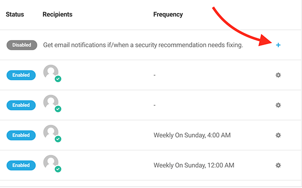 Click the plus sign to enable a notification.