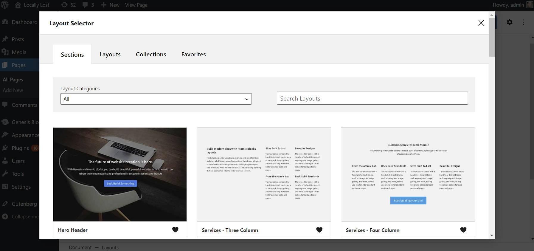 Using the Layout block from the Genesis blocks plugin, showing an overlay.