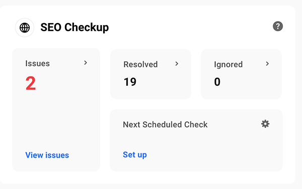 The SEO checkup area.