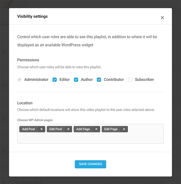 The visibility section.