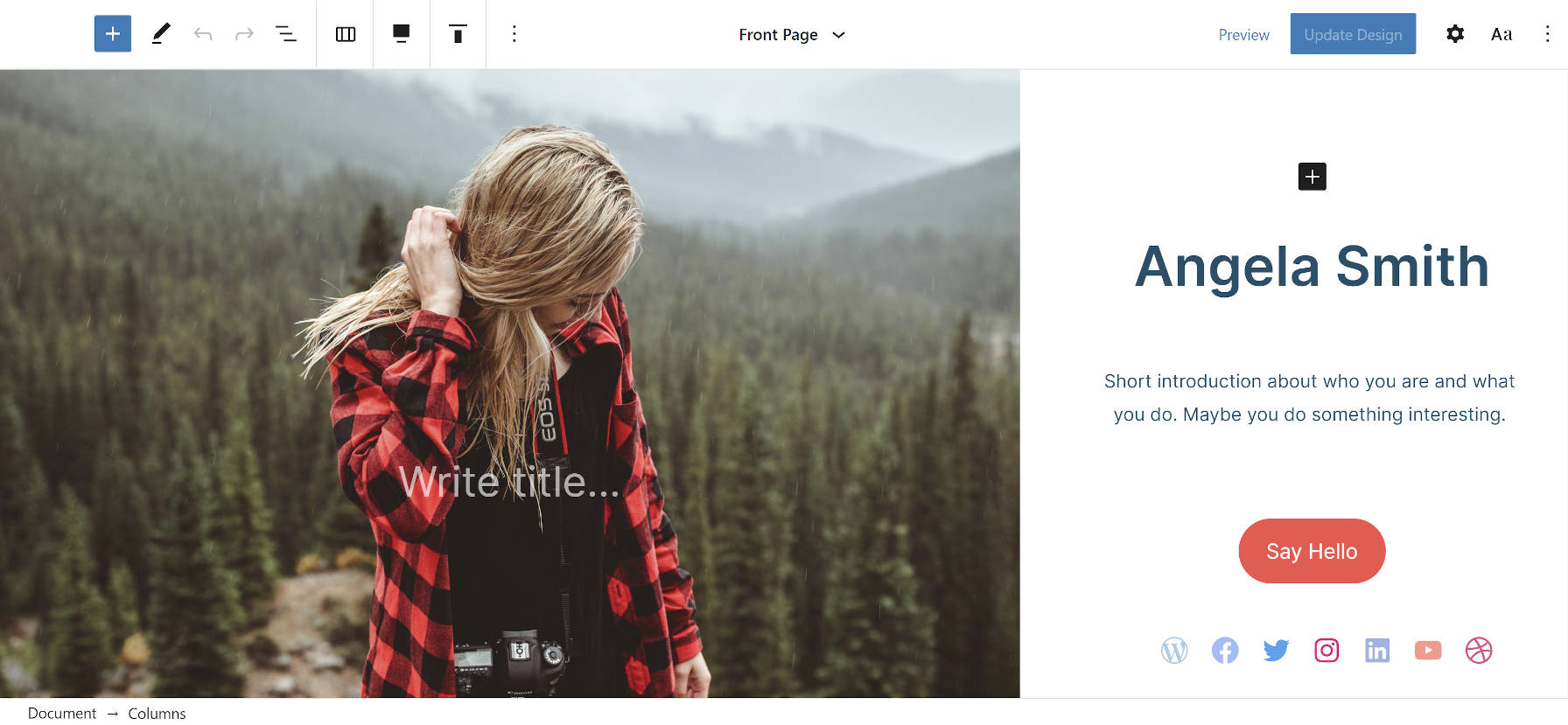 Carrd theme experiment in the site editor.