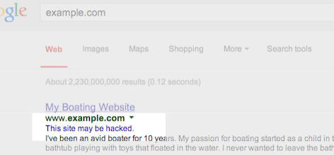 Google has detected your site has been hacked.