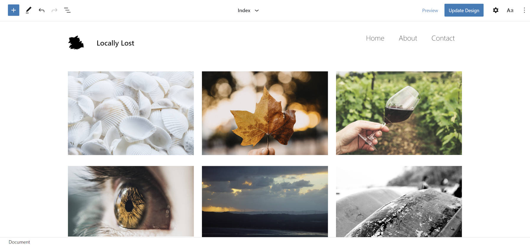 Photo Blocks theme in the site editor.