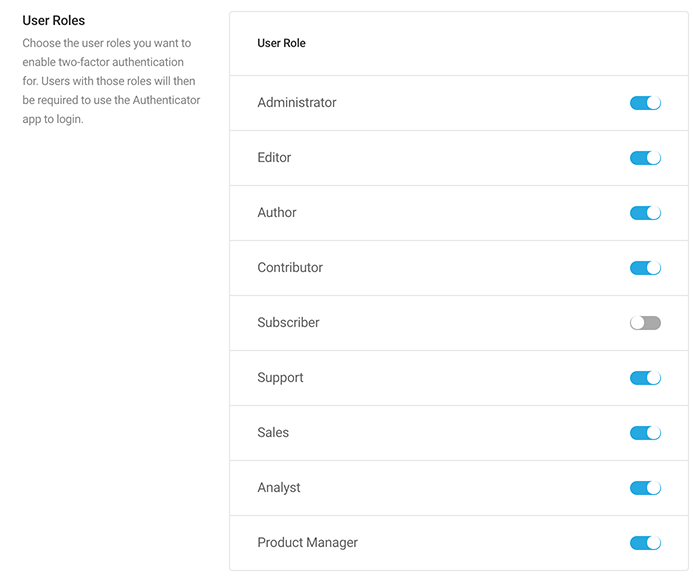 2fa users and roles.