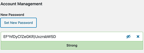 The WordPress generated password.