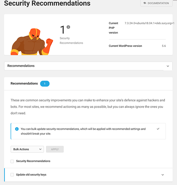 Defender's security recommendations.