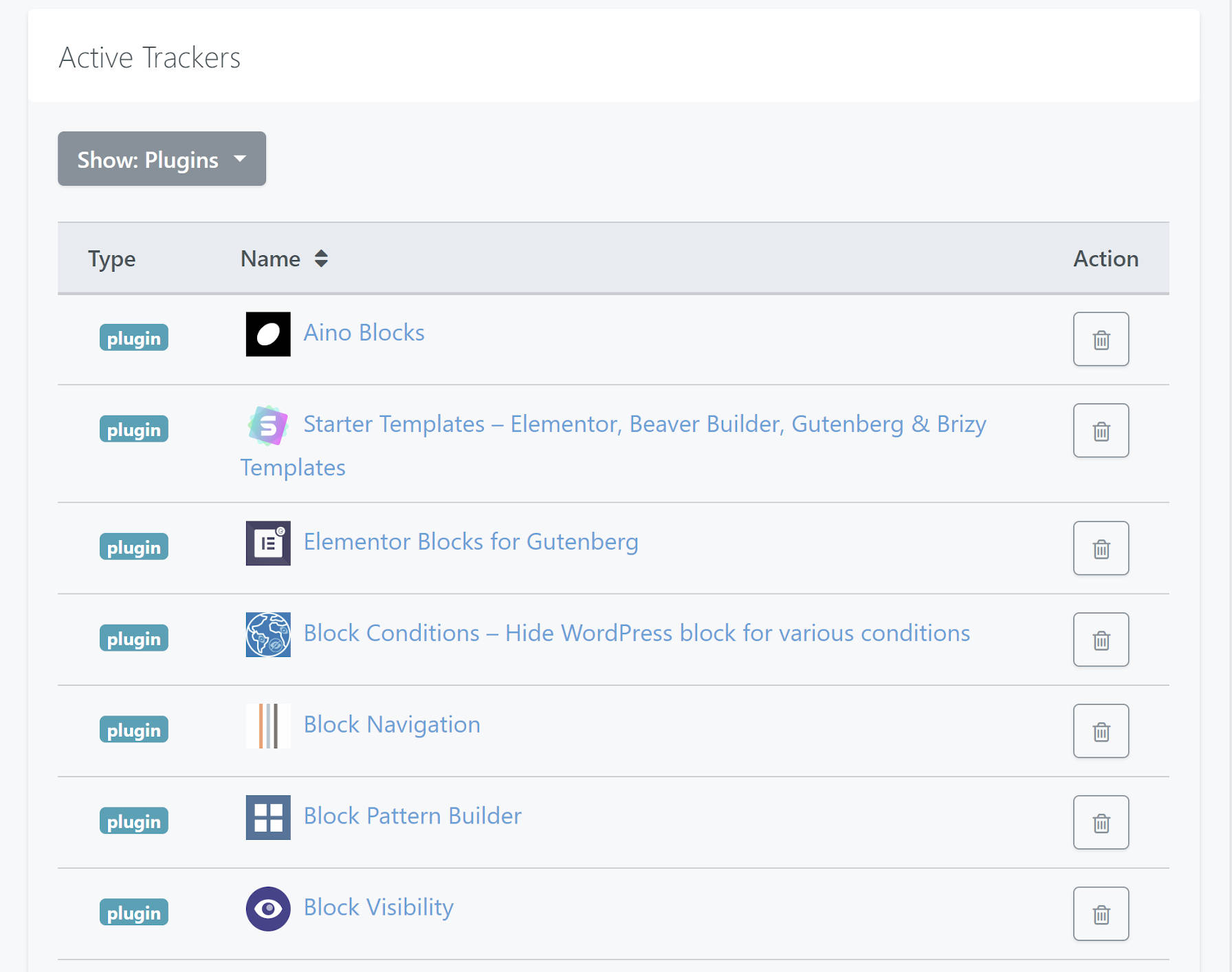 Multiple plugins being tracked via the WP Lookout service.