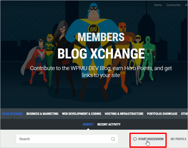 WPMU DEV Members Blog XChange - Start Discussion