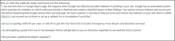 Malware removal quote.