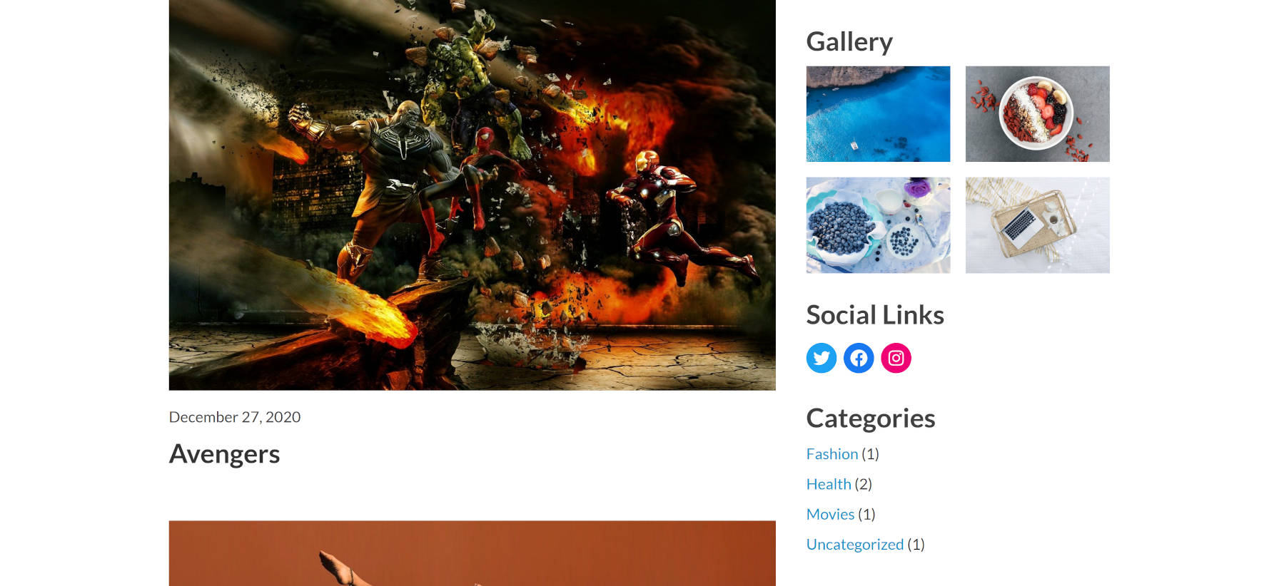 Content area next to sidebar in the Phoenix WordPress theme.