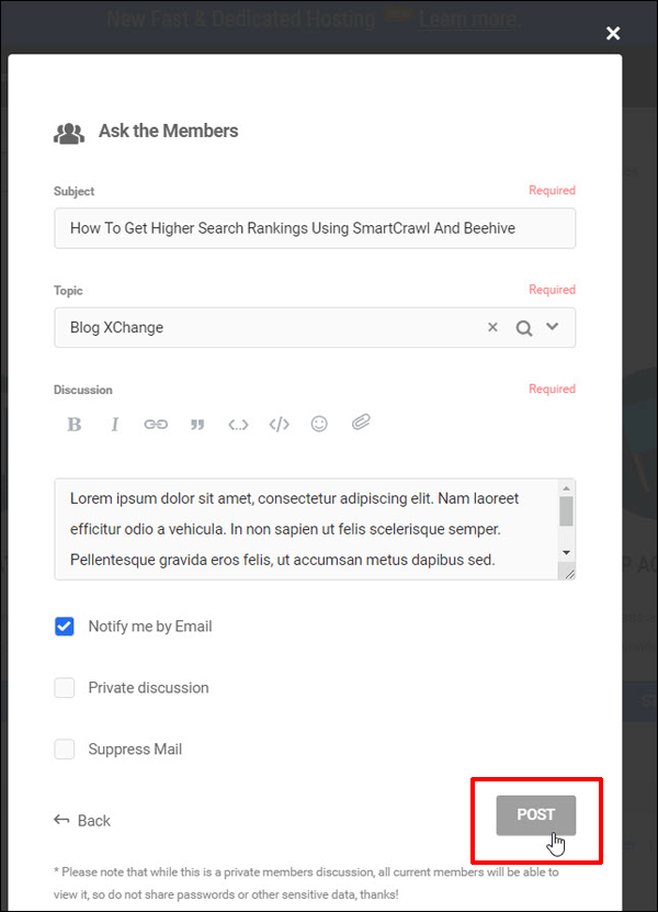 Blog XChange - Content submission form.